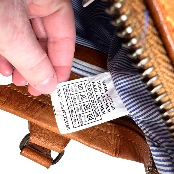 Noonday Collection Rustic Leather Artisan Bohemian Hobo Tote Purse Made In India - Picture 6 of 16